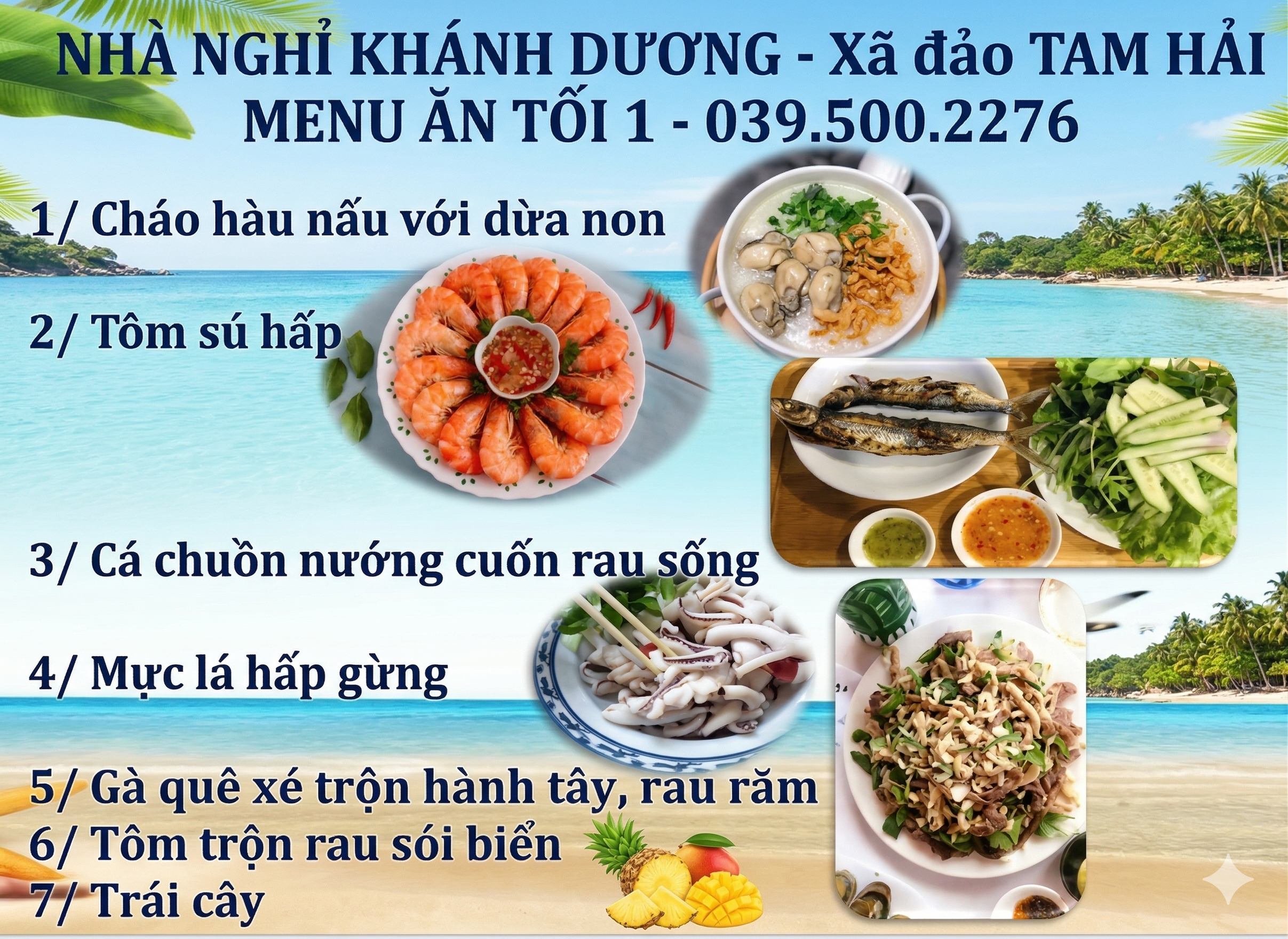 Menu món ăn tour 1