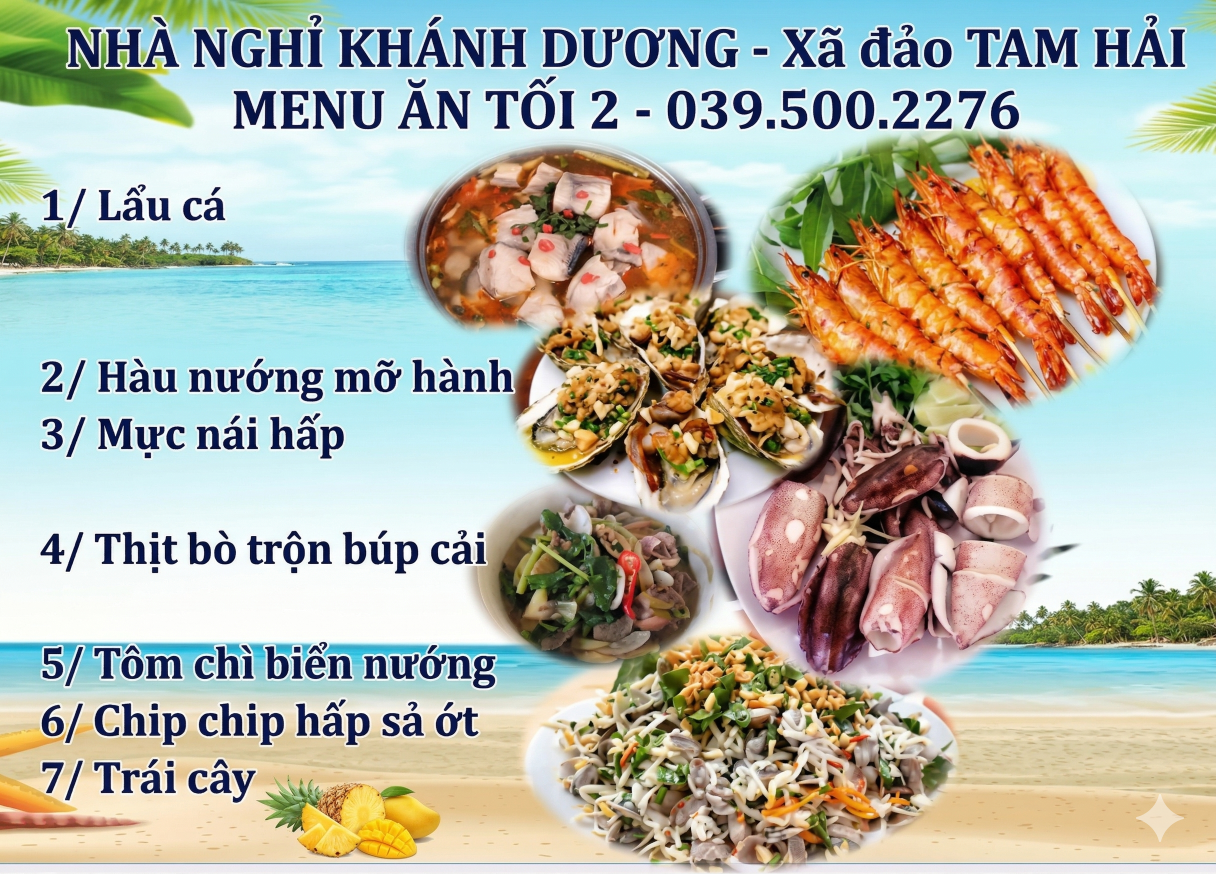 Menu món ăn tour 2